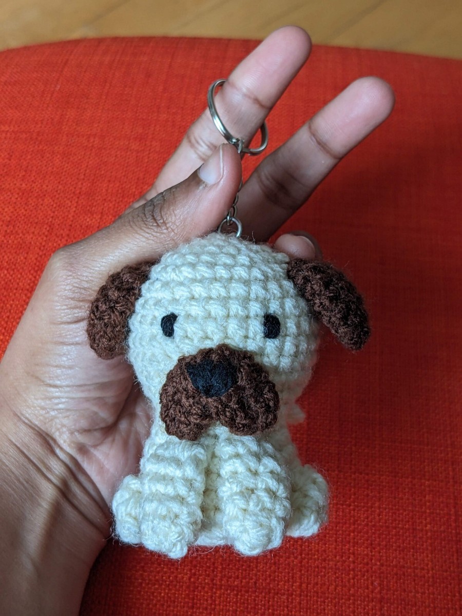 Handmade Crochet Dog Keyring UK