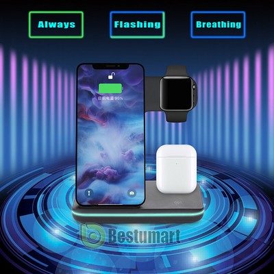 3 in 1 Charging Dock Charger Stand For Apple Watch Serie Air Pods iPhone Station