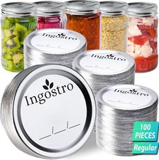 100 pcs. Regular Mouth Canning Lids for Ball, Kerr Jars Split Type Metal - NIB