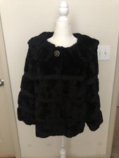 Leifsdottir Black Faux Fur Coat Sz 12