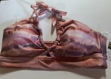 NWT Time  Tru Bikini Top Womens XL 16-18 Multiple Color Braided Halter Swimsuit