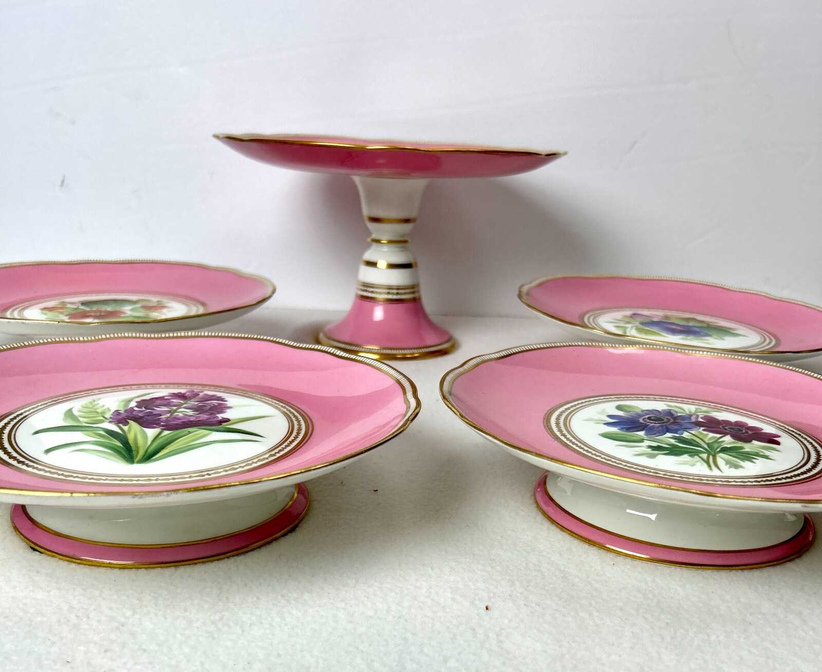 12 Piece Dessert Set 5 Pedestal Cake Plates 7 Regular Plates Tea Party