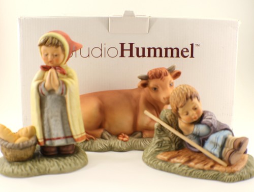 Berta Hummel Nativity SLEEPING SHEPHERD PHEASANT & OX Goebel Set 3 Figurines Box - Picture 2 of 20