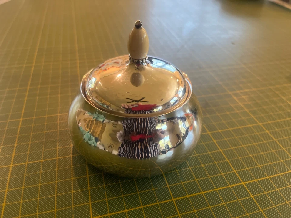 Azúcar Georg Jensen con tapa de plata esterlina #80 C "4 * 3 3/4" GI (1910-30) Foto 4 de 4