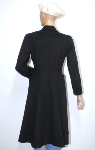 Vintage 1940s Black Wool Tailored Fitted Women's Coat Size M Made in France - Picture 3 of 9