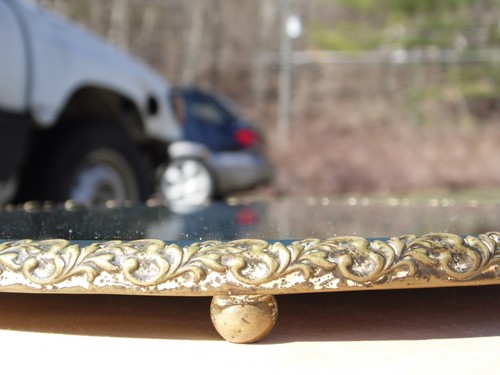 Vintage Footed Circular Ornate Vanity Mirror Tray Perfume Jewelry Stand - Picture 10 of 11