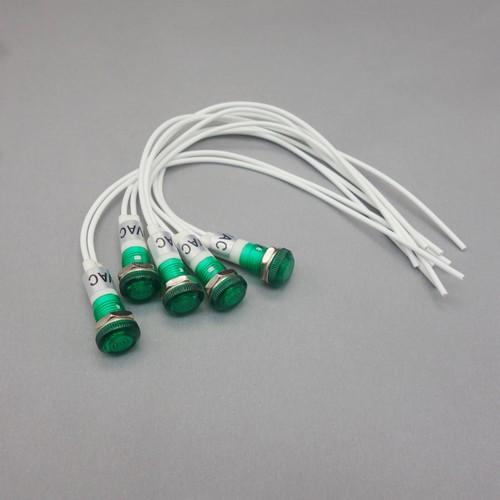 5Pcs 120V AC 10mm GREEN Panel Mounting LED Indication Signal Pilot Lights - Picture 2 of 5