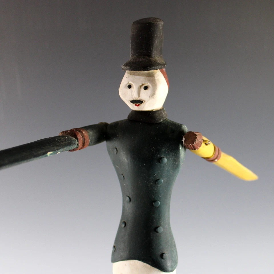 Vintage Man Whirligig  Wood Folk Art Artist Signed Primitive Outsider Art - Image 4 of 4