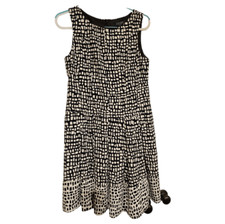 LAUREN RALPH LAUREN Black White Printed Sleeveless Dress - Size 12