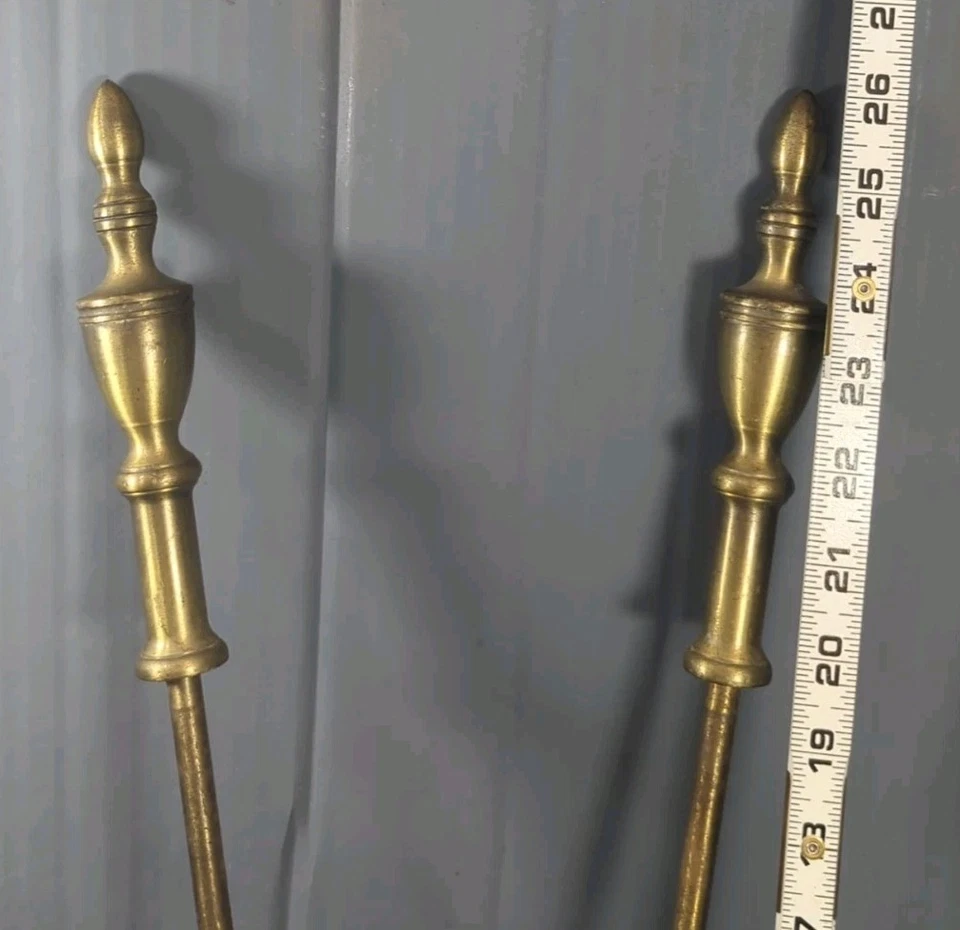 Levantador de troncos de hierro forjado de 26" rústico con asas de color de latón pesado vintage Foto 2 de 4