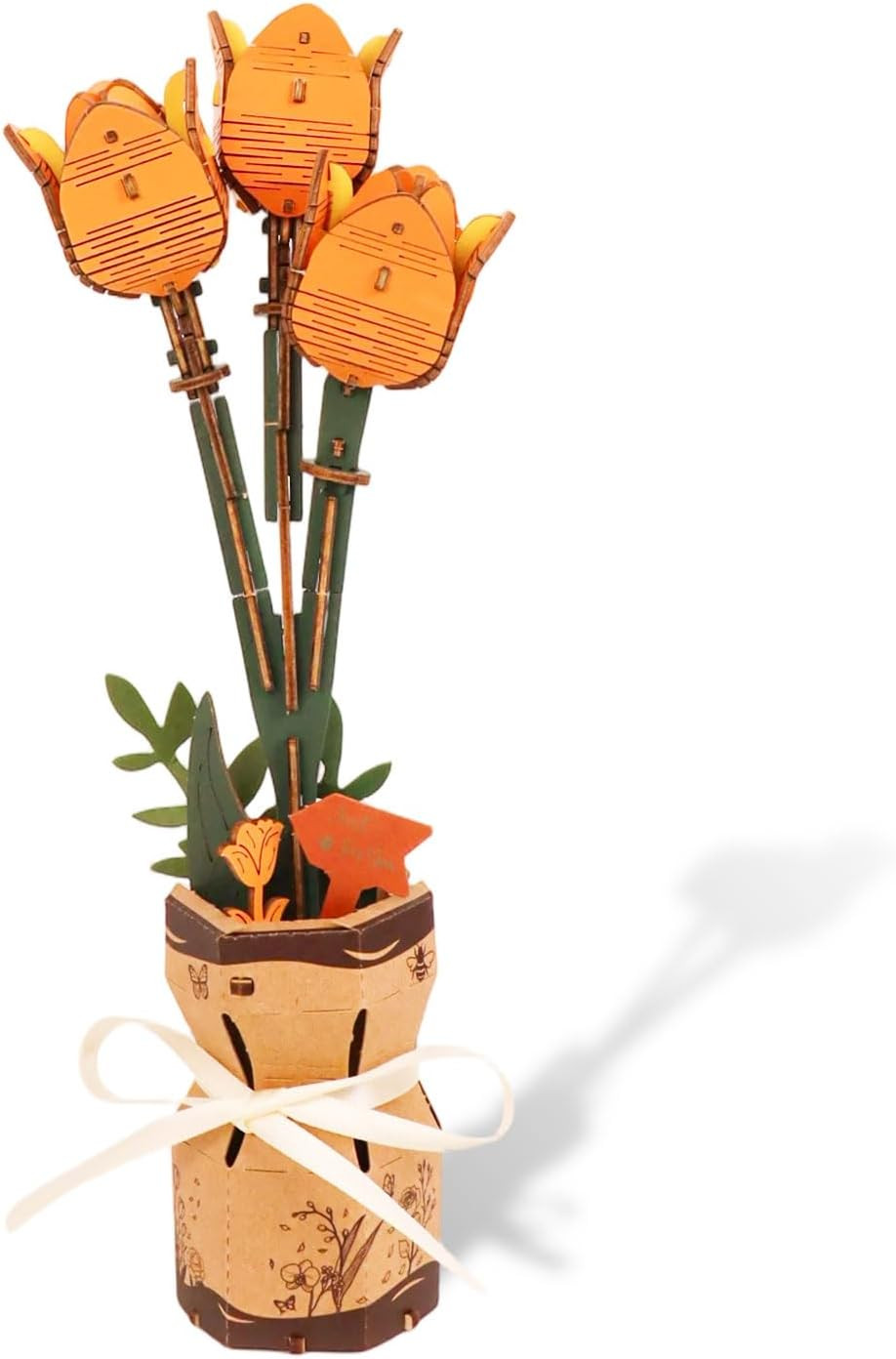 3D Wooden Puzzles for Adults,Diy Wooden Flowers Model Kit,Ho