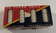 Noiseless Unbreakable Dennison Poker Chips 100 ct USA Made ALL White chips