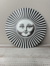 Celestial Sun Face Metal Wall Plaque – Black & White Boho Décor Sign