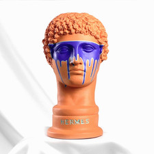 Handmade Hermes Pop Art Sculpture, Modern Greek Roman God Bust Desk Shelf Decor