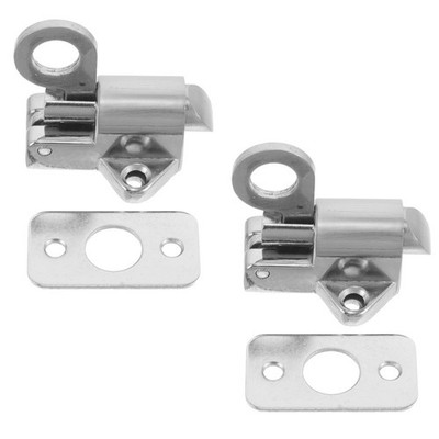 2 Pcs Self-closing Bolt Lock Pull Ring Spring Bounce Door Pin Gate Latch Attic