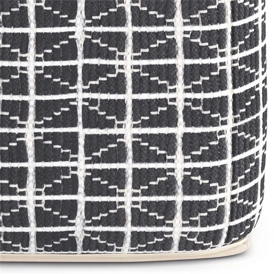 Simpli Home Noreen Boho Square Pouf in Slate Gray and White Handloom Woven Pa... - Image 2 of 4