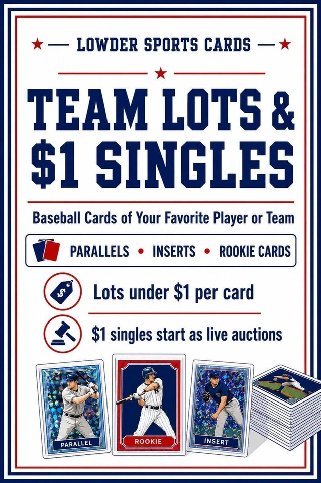 Baseball Team Lots & $1 Singles | Lowder Sports Cards Live