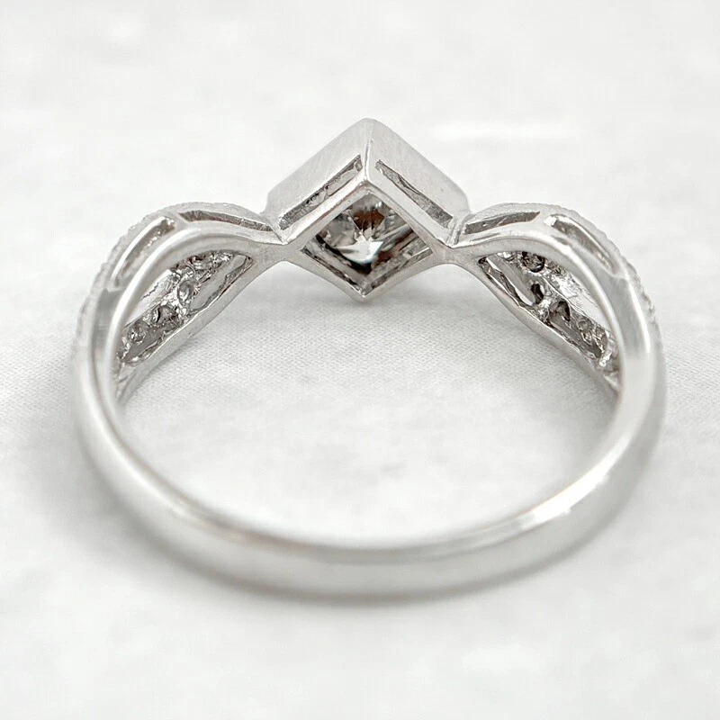 Natural Gray Diamond 0.52ct Ring K18WG 18K Weißgold Princess Cut Milgrain Unis - Bild 3 von 4