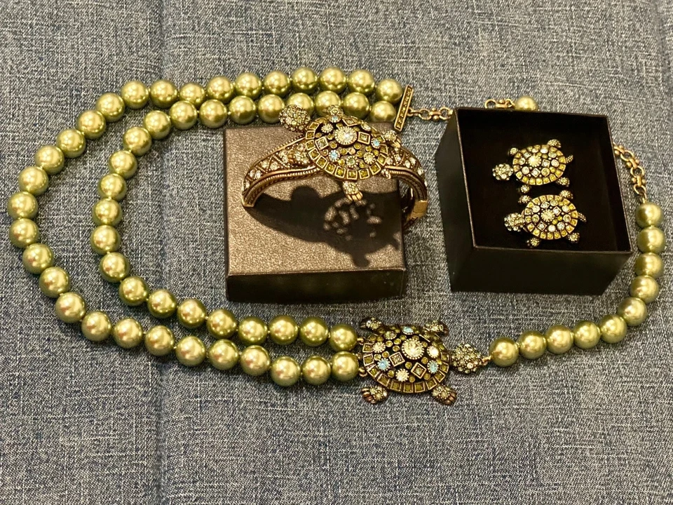 Raro Juego de Pendientes Pulsera Tortuga A Juego HEIDI DAUS Swarovski De Colección Foto 2 de 4