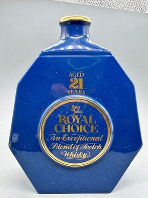 VINTAGE SPODE ENGLAND BLUE SCOTCH DEKANTER LONG JOHN ROYAL CHOICE FLASCHE