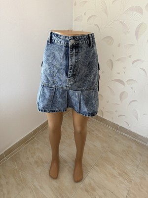 Jeansrock Übergröße Curve mit Seitentaschen | Minirock blau 2XL