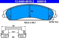 Bremsscheiben-BremsbeläGe-Kit ATE 13.0460-8018.2 Chrysler 0 5137 666AA