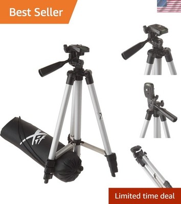 50 Inch Aluminum Camera Tripod with 3-Way Pan Head & Quick-Release Plate   Li...
