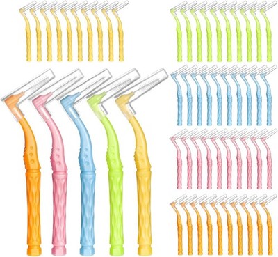 50pcs Interdental Brushes, 5 Sizes Braces Brush Set Soft Dental Brushes with ...