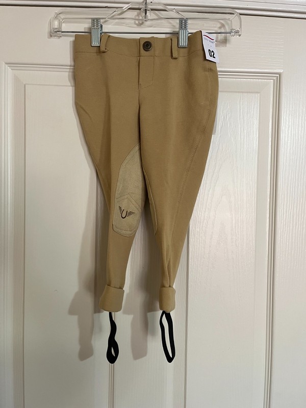 NEW Tuffrider Size 2 Toddler Lowrise Pull On Breeches Tan Cotton Stretch