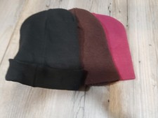 Set Of 3 New Unisex Winter Knit Beanie Hats in Brown, Marron and Black