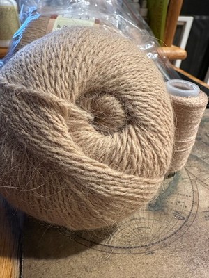 Long Mink Wool blend Yarn ,lot of 4 skein, color camel