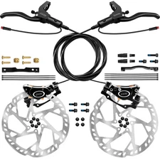 EBike Hydraulic Disc Brake Set 2 Piston 2 Pin Front Rear 180mm 2300/2300mm Cable