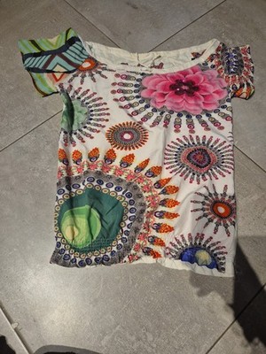 T-shirt von Desigual Glitzer Pailletten Carmen Bluse schulterfrei Oberteil Shirt