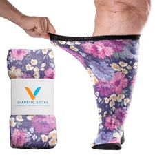Floral EasyStretch Diabetic Socks for Men  Women, Non Binding Top, Seamless ...