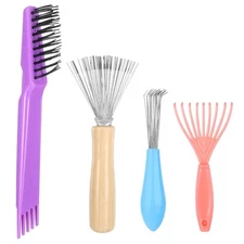4 Pcs Hairbrush Cleaner Tool Set Hair Brush Rake Comb Mini Cleaning... 