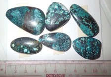 Turquoise Stone Flat Free Form Cabochon 175.5 Carat 6 pieces 35.1 gram Lot A