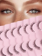 Cat Eyelashes Wispy False Eyelashes Natural 12Mm Short Lashes with Thin Band Fak