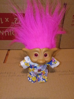 Vintage Russ Trolls Pink Hair Troll w/Belly Jewel 4'' Figure.
