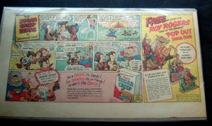 1950's ROY ROGERS Pop Out Trading CARDS Color ADV COMIC Sugar Crisp Bears Cereal