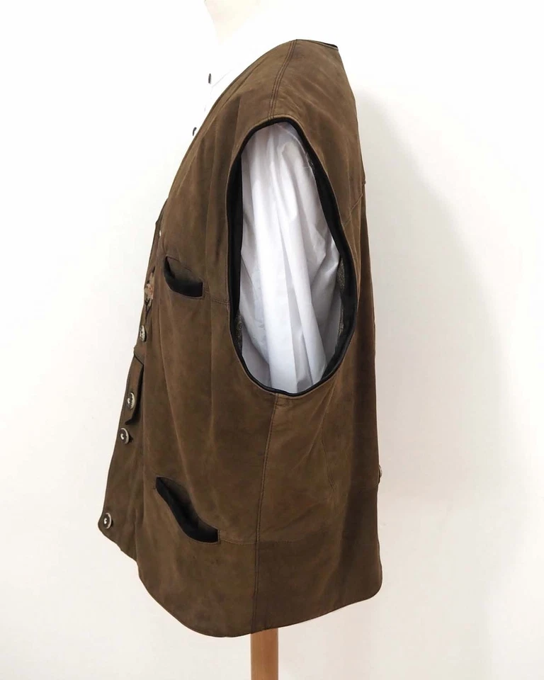 Landhaus Trachten Leder Weste Grösse 54 Herren Schaf Nappaleder P439 - Bild 2 von 3