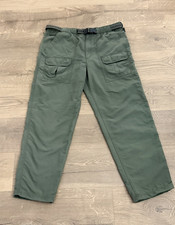 L.L.Bean Legend Pants Men 38W Green Nylon Cargo Pockets Regular Straight Outdoor