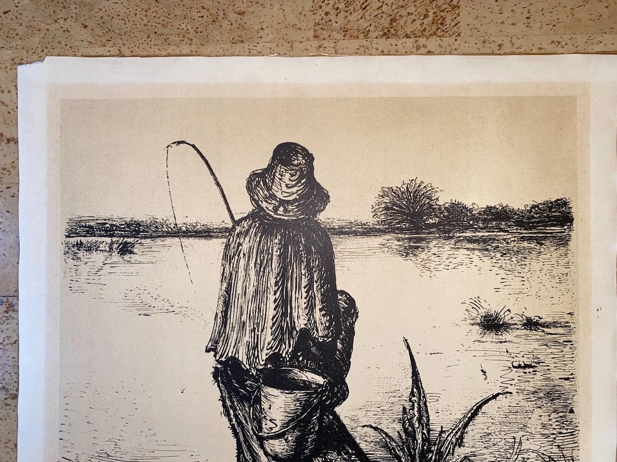 A. Paul Weber – „Der Angler I“ – Lithografie (Griffelkunst)