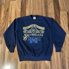 Vintage 90s Nutmeg Michigan Wolverines Sweatshirt XL Made in USA Embroidery