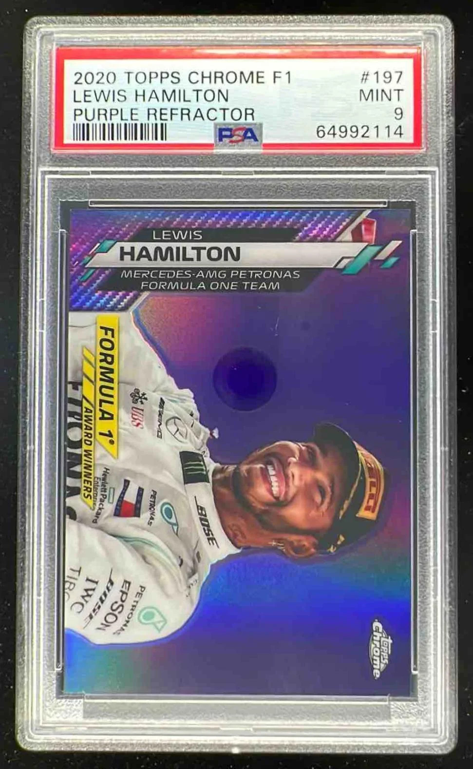 2020 Topps Chrome Formula 1 Purple Refractor #197 Lewis Hamilton RC /399 PSA 9