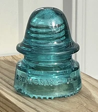 Antique Glass Insulator Hemingray - 19 Telephone Telegraph Lines USA Aqua Blue