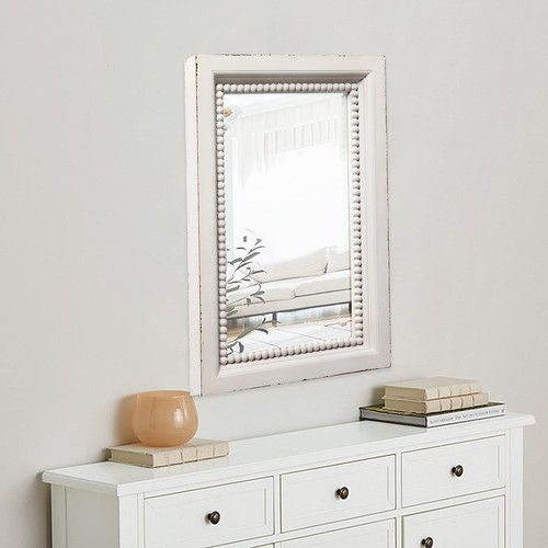 Boho White Mirrors for Wall Decor Living Room 24 x 16 Inches Hanging Rustic W... - Picture 4 of 9