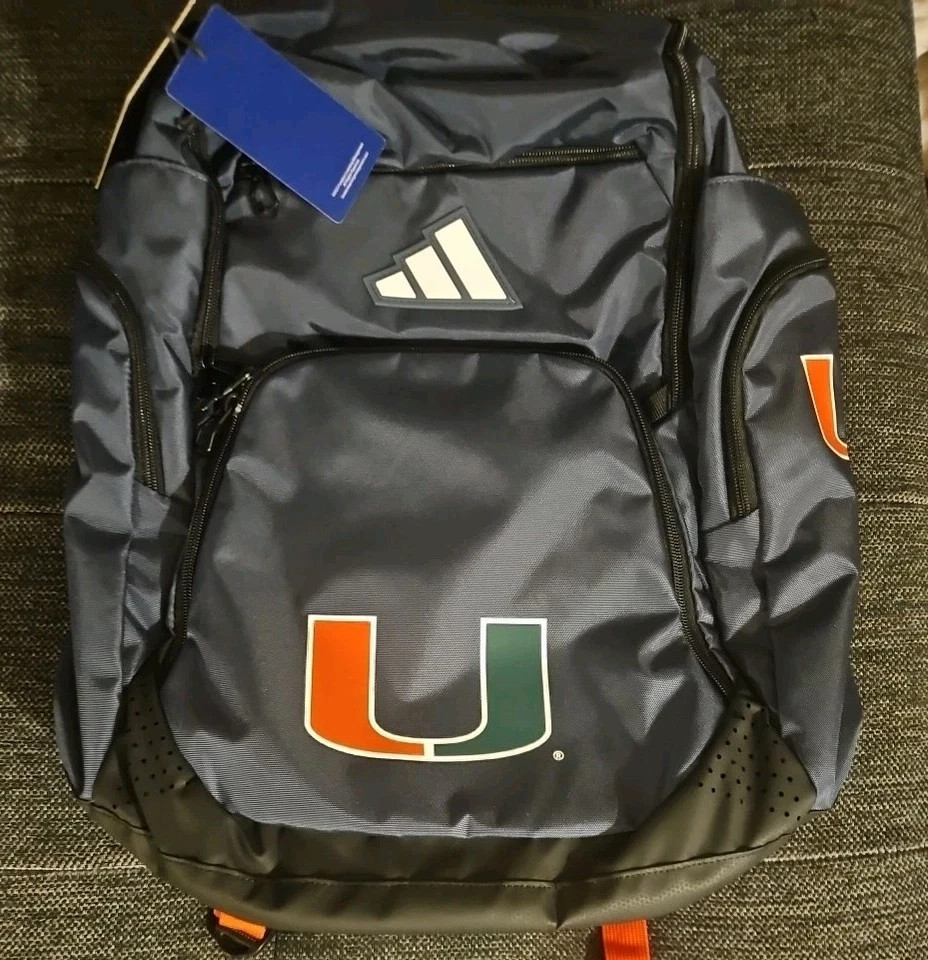 miami hurricanes nike backpack adidas Gray Miami Hurricanes 5-Star Team 2 Backpack