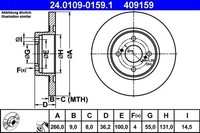 2 X Bremsscheibe ATE 24.0109-0159.1 FüR Toyota Corolla