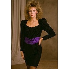 Vintage Jessica McClintock Gunne Sax 4 Velvet Satin Sheath Dress Vampy Gothic B5