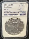 2018 Silver Eagle Dollar NGC MS70 FIRST RELEASES